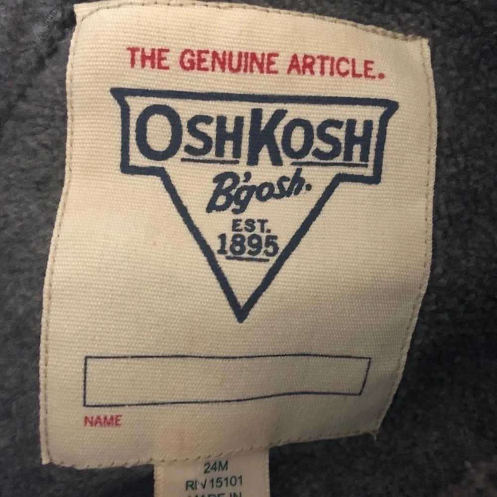 Oshkosh B’Gosh Buffalo Plaid Parka Jacket 24M Winter Cozy Warm Red Black Outdoor